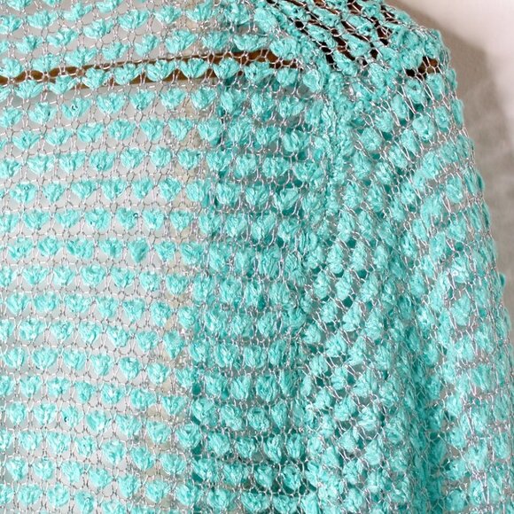 NWT Leshop Y2K Retro Style Turquoise Knit Cardigan Size S - Picture 5 of 13